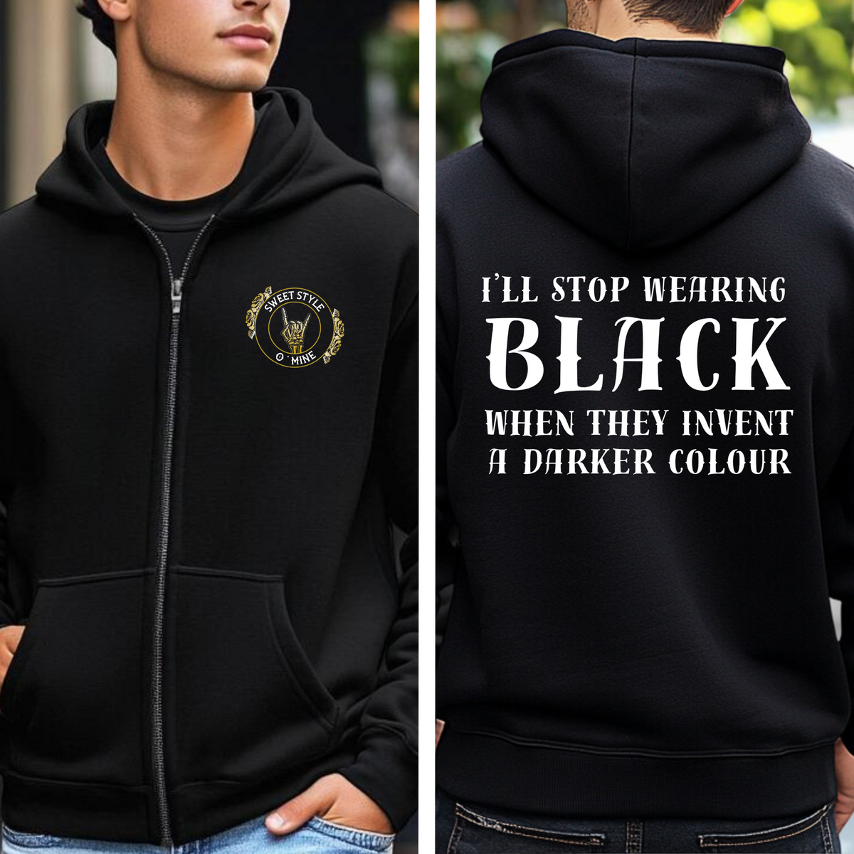 Darker Than Black Zip Hoodie